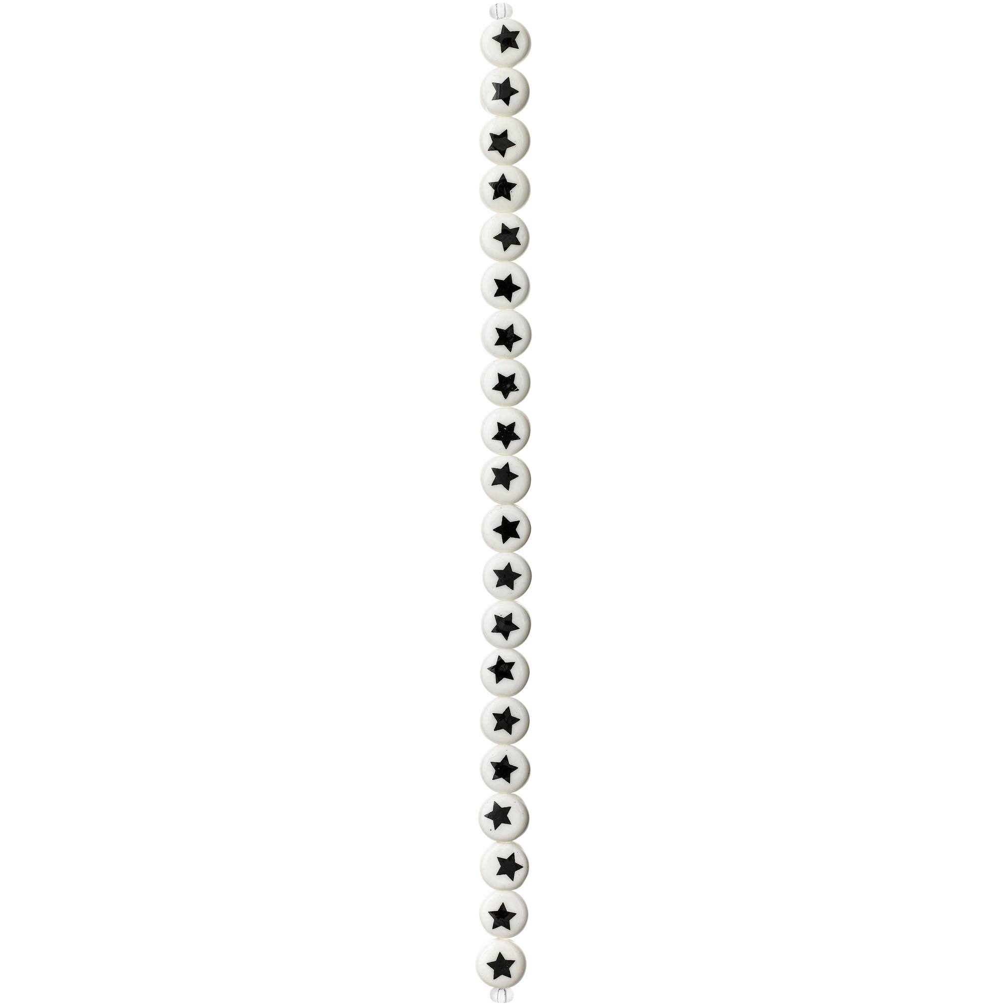 Star Printed Ceramic Round Beads, 8mm by Bead Landing™